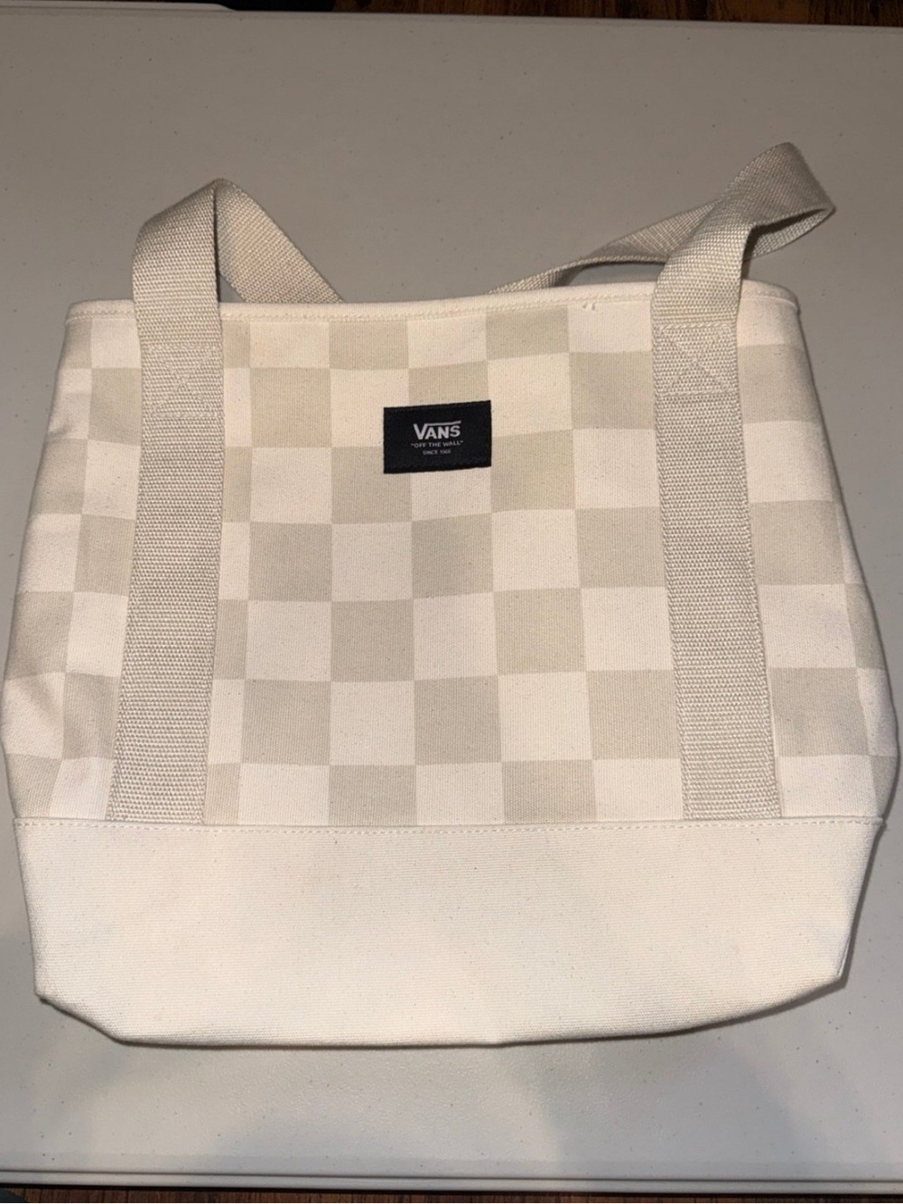 Vans Cream Checkerboard Canvas Tote